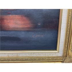 K Mason (20th century): Still Life of Three Apples, oil on canvas signed 50cm x 60cm 