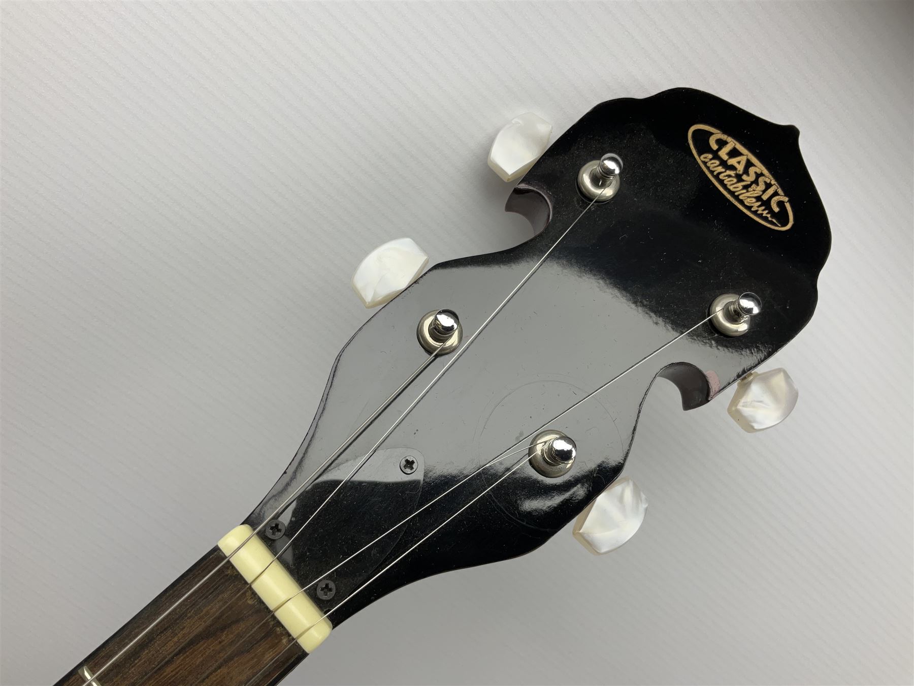 Classic Cantabile five-string banjo with sapele mahogany back L97.5cm; in soft carrying case