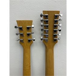 SG double neck electric guitar with twelve-string and six-string facilities and natural wood finish L103cm 