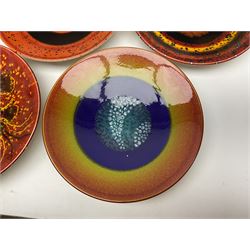 Poole Pottery The Planets, set of nine chargers 'The Planets, by Alan Clarke, comprising Mars, Mercury, Neptune, Venus, Uranus, Pluto, Jupiter, Saturn and Earth, all with original boxes and certificate, D27cm 