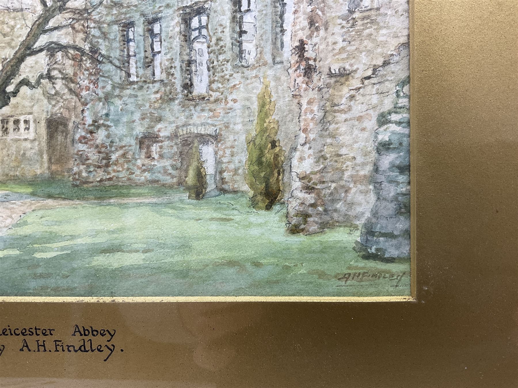 Albert H Findley (British 1880-1975): 'Castle House' and 'Leicester Abbey', two watercolours signed, titled on mount 18cm x 27cm (2)
