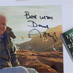 Collection of David Attenborough memorabilia, to include 'Life on Air' hardback, 'Life on Earth' hardback and framed signed photo