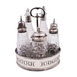 Late 18th century silver cruet stand, of