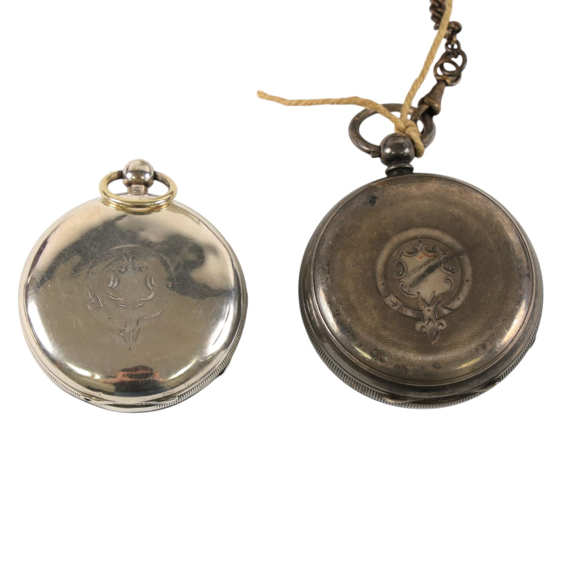 9ct gold cased Rotary wristwatch on leather strap and two silver cased pocket watches, both hallmarked 