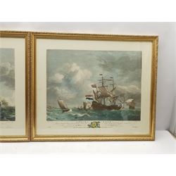 After Willem van de Velde II (Dutch 1633-1707): 'A Brisk Gale' and 'A Moderate Gale', pair 20th century lithographs 43cm x 53cm (2)