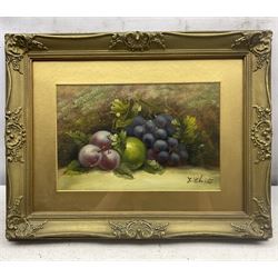 Evelyn Chester (British 1875-1929): Still Life of Fruit, pair oils on board signed 19cm x 29cm (2)