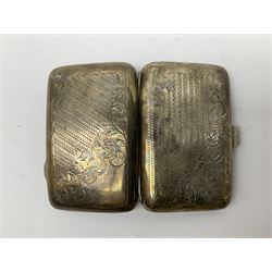 20th century engine turned silver propelling pencil by Johnson, Matthey & Co, stamped London 1956, together with silver cigarette case stamped Birmingham 1904 with engraved foliate decoration, total weight 74g