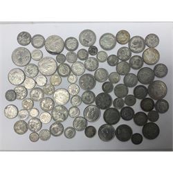 Approximately 465 grams of Great British pre-1947 silver coins, including sixpences, shillings, florins and half crowns