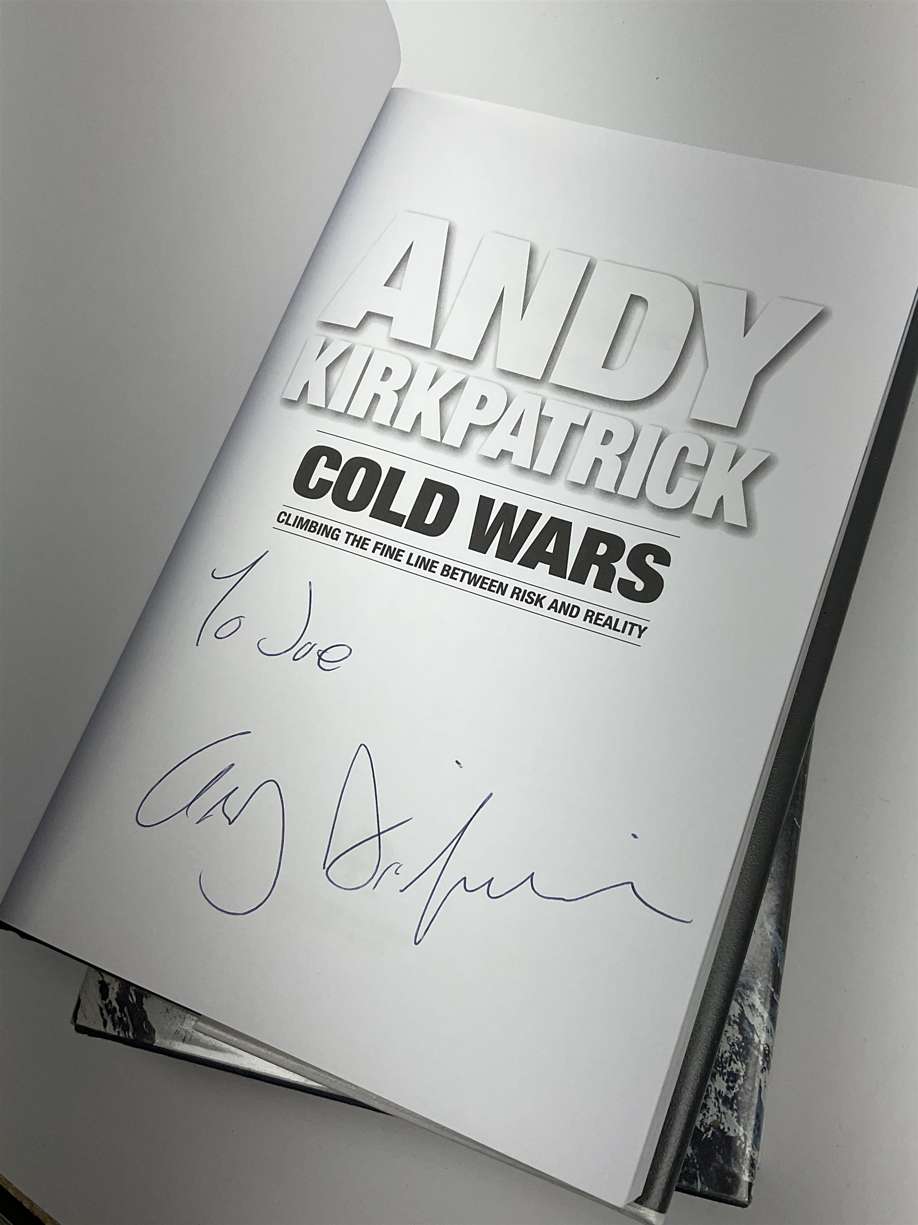 Mostly signed book relating to climbing or mountaineering including 'Hanging On' by Martin Boysen, 'One Day As A Tiger' by John Porter, 'Toughing It Out' by David Hempleman-Adams, 'The White Line' by Andy Cave etc (6)