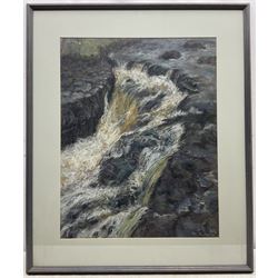 Herbert Whone (Northern British 1925-2011): 'Ingleton Falls', pastel signed titled and dated 2001, 62cm x 49cm