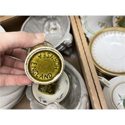 Doulton Lambeth Slaters vase of baluster form decorated with flowers, Chinese ginger jar in the form of a pumpkin, three Le Creuset red ramekins, Hornsea, Paragon Athena pattern tea wares, jardinière and other ceramics in two boxes 