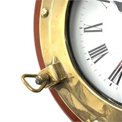 Late 20th century 'Marine' wall clock in the form of a ships porthole, powered by quartz movement, D31cm