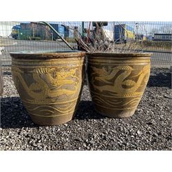 Pair of circular glazed garden planters - THIS LOT IS TO BE COLLECTED BY APPOINTMENT FROM DUGGLEBY STORAGE, GREAT HILL, EASTFIELD, SCARBOROUGH, YO11 3TX