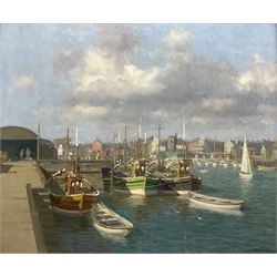 Walter Goodin (British 1907-1992): Fishing Boats in Bridlington Harbour, oil on board signed 49cm x 59cm