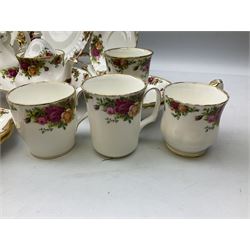 Royal Albert Old Country Roses tea and dinner wares, to include four dinner plates, four bowls, four side plates, two teacups and saucers
mugs of various sizes, teapot, hot water pot etc (43 pcs)