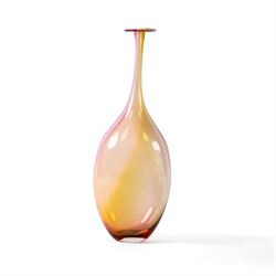 Kjell Engman - Kosta Boda Fidji vase of teadrop form with slender tapered neck and free form horizontal rim, H26cm