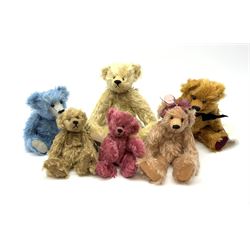 Six modern hand made teddy bears - 'Jing