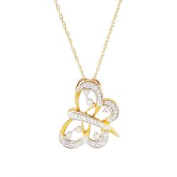 9ct gold diamond butterfly pendant necklace, total diamond weight approx 0.30 carat