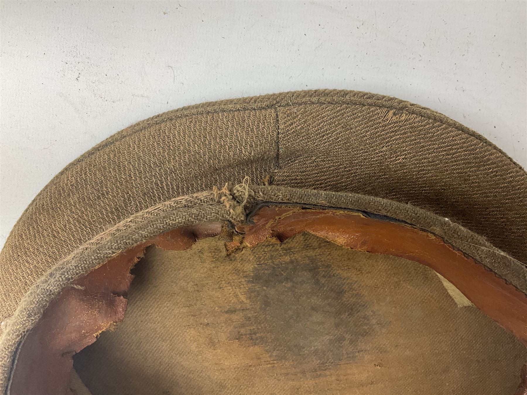 WW1 British Army stiff trench cap with Tank Corps cap badge