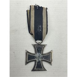 WW1 German Iron Cross 2nd Class with ribbon; ring indistinctly stamped