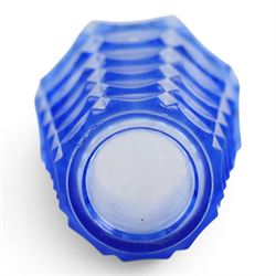 Pair of VLG Lausitzer, Gent blue glass vases, together with a pair of green glass vases, largest H21cm