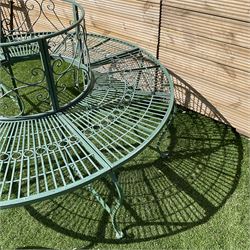 Regency design full tree bench, the scrolled back over strap seat with circular decoration, on cabriole front supports - THIS LOT IS TO BE COLLECTED BY APPOINTMENT FROM DUGGLEBY STORAGE, GREAT HILL, EASTFIELD, SCARBOROUGH, YO11 3TX