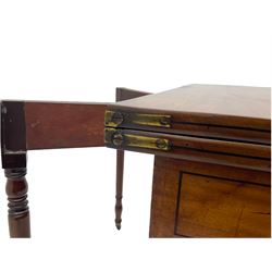 Early 19th century inlaid mahogany D-shaped tea table, fold-over top