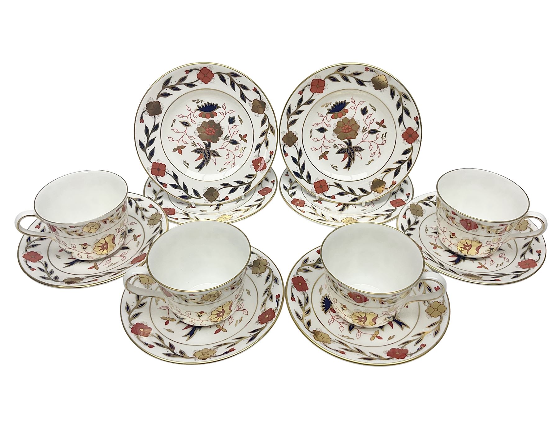 Royal Crown Derby Asian Rose pattern, tea set for four, comprising teacups, saucers and dessert plates (12)