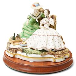 Collection of twenty Royal Worcester 'Victorian Series' figures modelled by Ronald and Ruth Esther Van Ruyckevelt including Tea Party, Picnic, Charlotte and Jane, Alice and others, mostly boxed and with certificates (20)