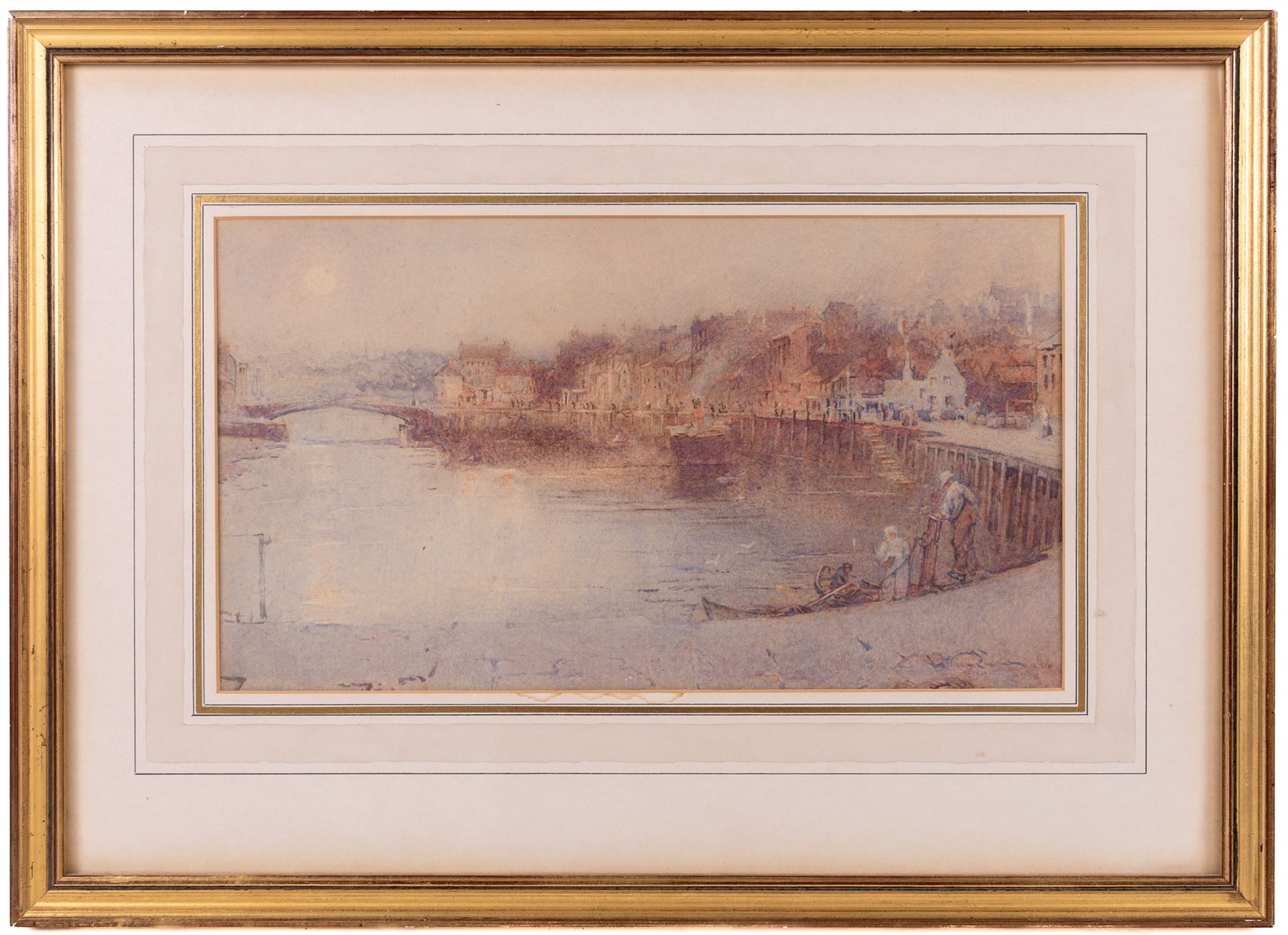 Henry Dawson Barkas (British 1858-1924): 'Whitby - Evening', watercolour signed, titled on gallery label verso 18cm x 33cm