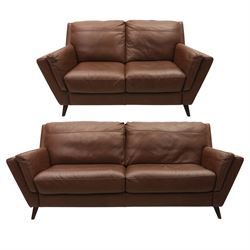 Sofology - grand two cushion three seat sofa, and matching two seater, upholstered in coco...