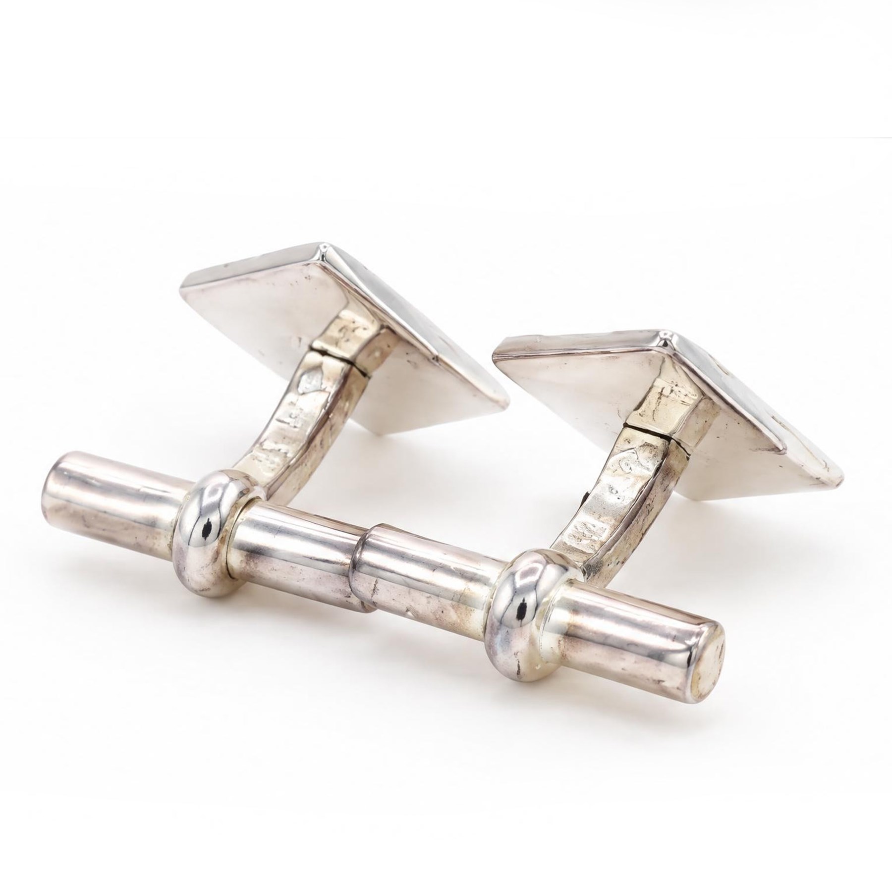 Hermès H Cube pair of silver cufflinks, London 2005, boxed