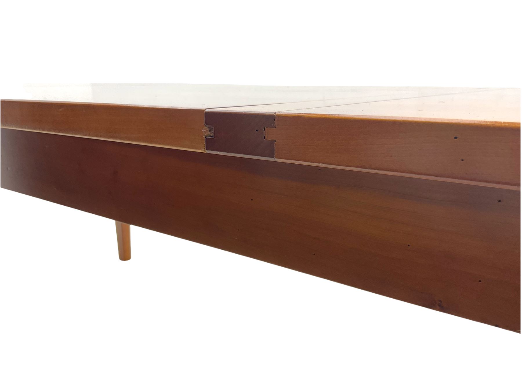 Grange Furniture cherry wood dining table, and eight chairs with rush seats