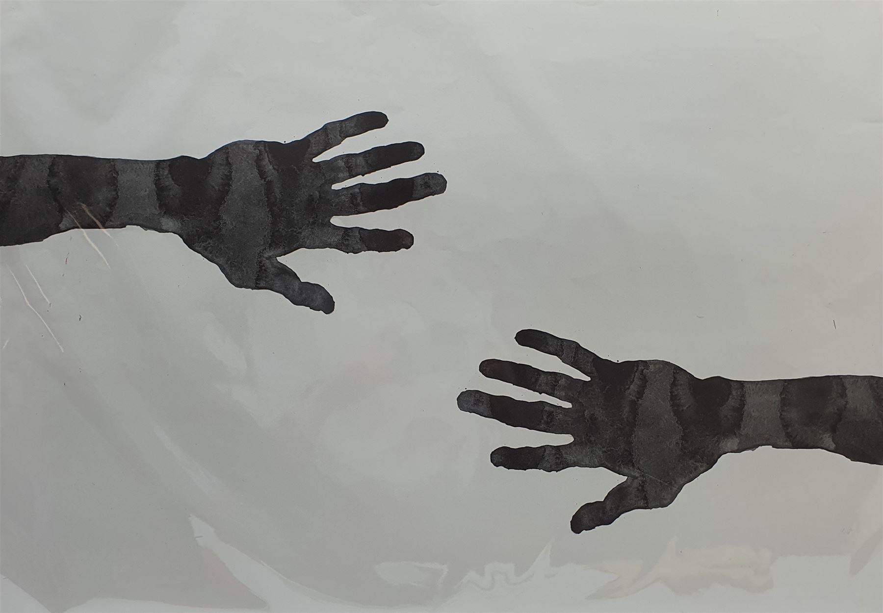 Sir Antony Gormley RA (British 1950-): 'Hands', limited edition wrapping paper sheet, produced for the Teenage Cancer Trust by Selfridges Wrapped 2005, 45cm x 70cm