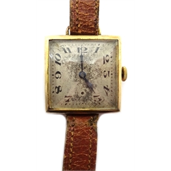  Breguet 18ct gold 1950's square cased wristwatch  