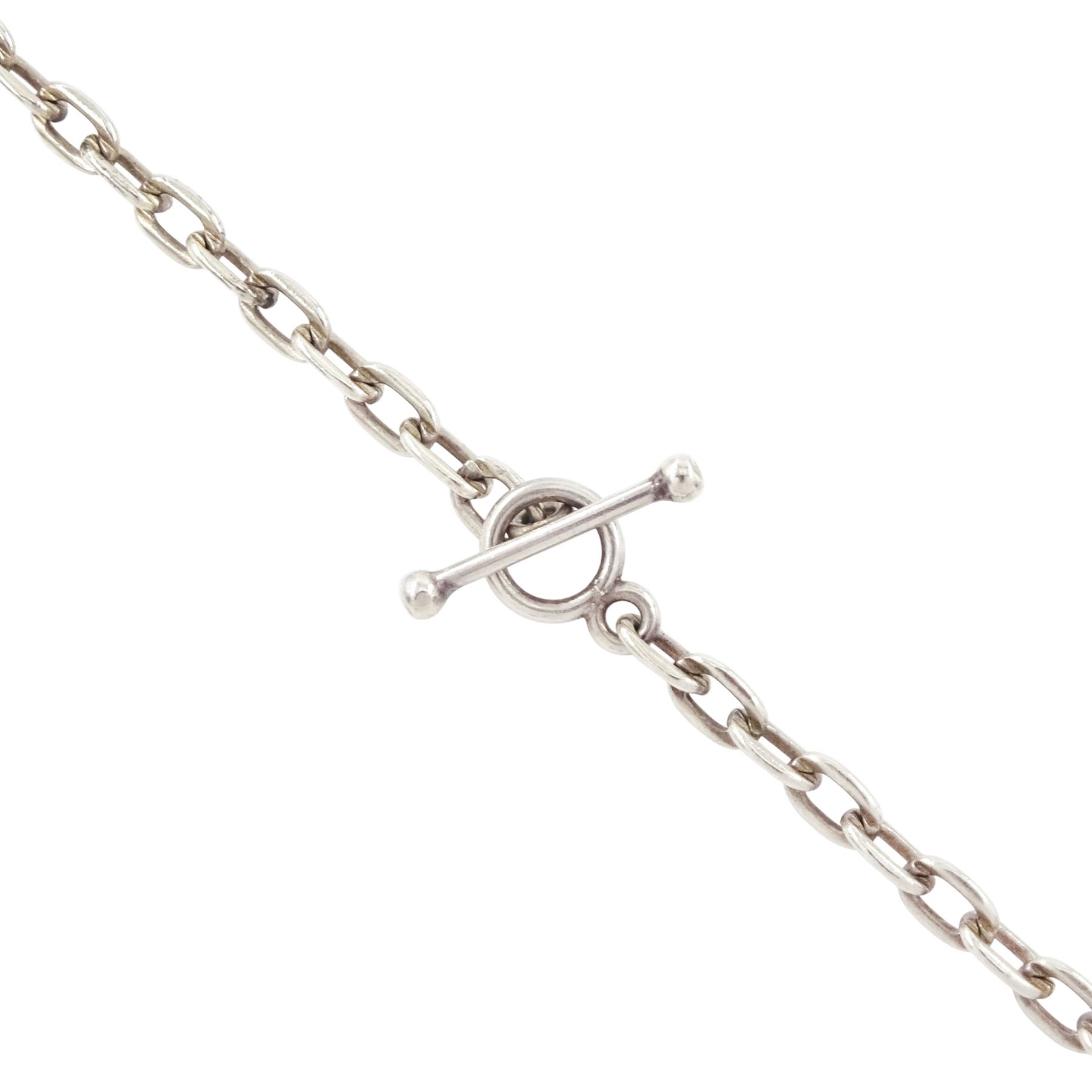Georg Jensen silver pendant necklace, no. 342 designed by Henning Koppel, London import mark 1977, on a silver cable link chain with toggle clasp