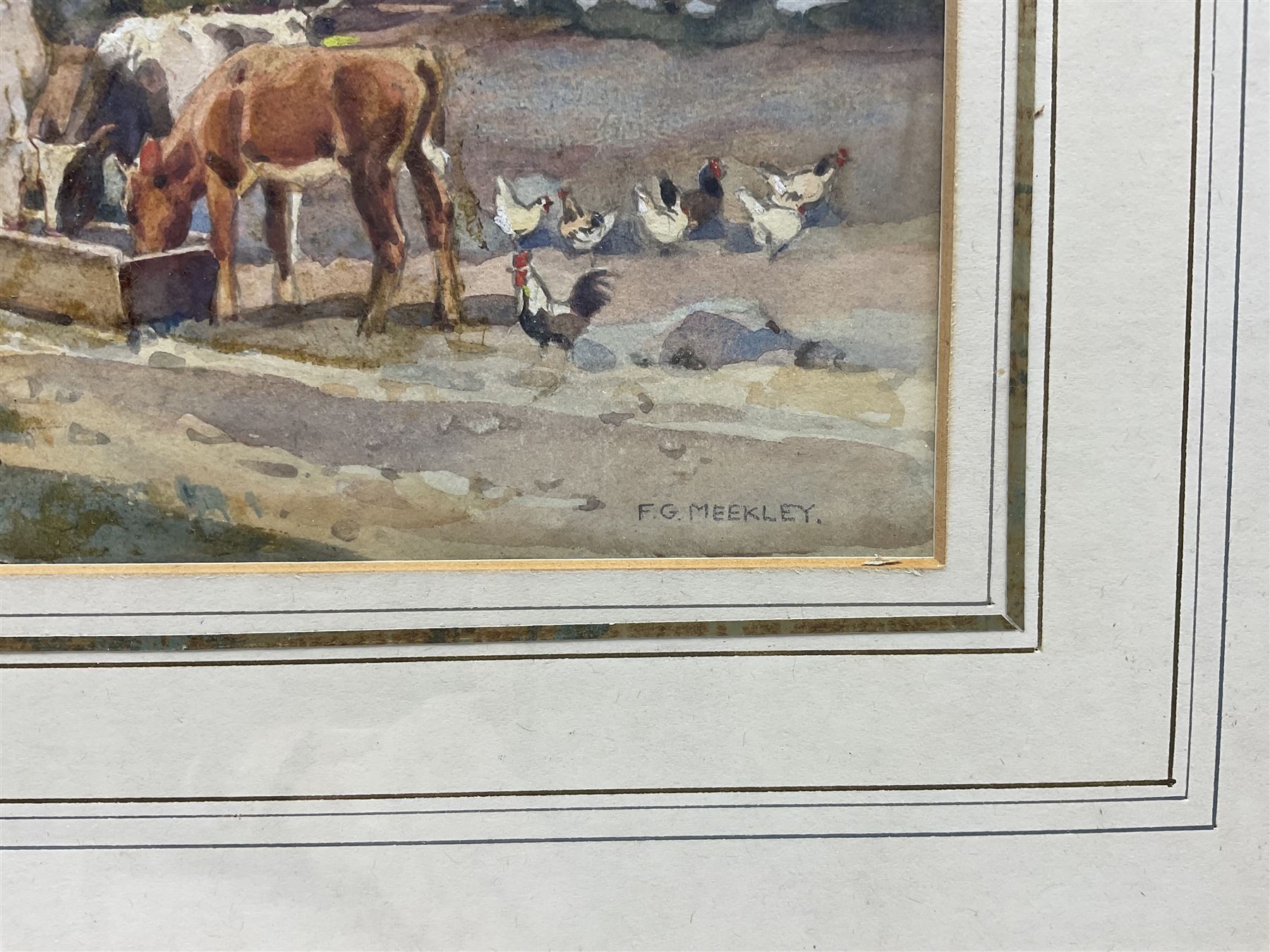 Frederick George Meekley (Carlisle 1896-1951): 'Scottish Scene' - Cattle in the Lane, watercolour signed 28cm x 35cm