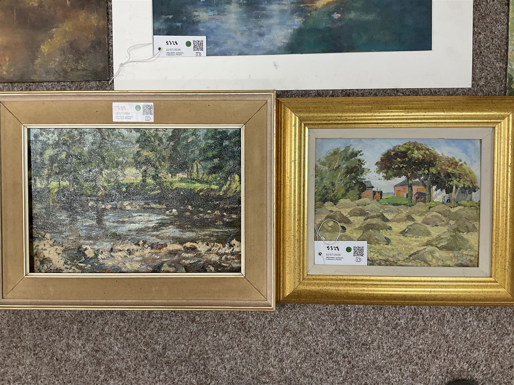 Collection of 20th and 21st Century landscapes, to include Stephen Bewsher (British 1964-): 'Evening Canal - Lymm Cheshire' and English School (20th Century): 'River Nidd', oil and oil pastel variously signed titled and dated max 51cm x 41cm (8) (variously unframed)
