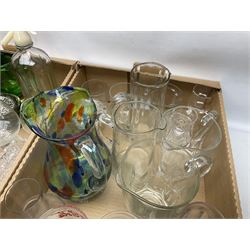 Large collection of glassware to include Schweppes soda syphon, Murano, vases, drinking glasses, coloured glass, cranberry etc in seven boxes