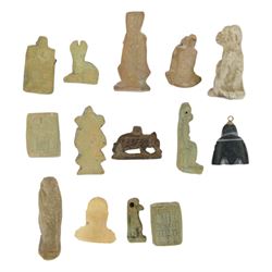 Collection of 20th century Egyptian tourist souvenir amulets and similar, including figures and zoomorphic examples 