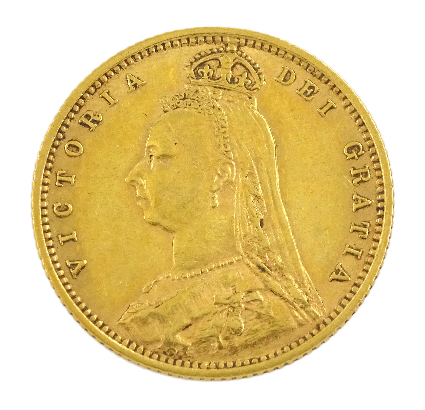 Queen Victoria 1892 gold half sovereign coin, shield reverse