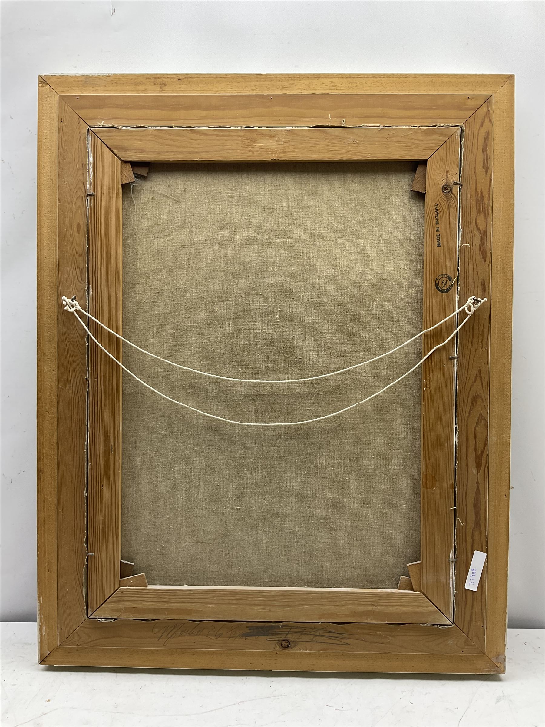 After José Manuel Capuletti (Spanish 1925-1978): 'New Horizons', colour print on canvas signed in the plate 66cm x 49cm