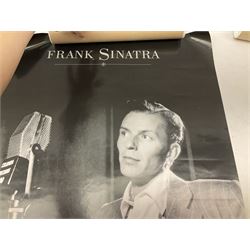 Three unframed posters - John Lennon, Frank Sinatra and Charlie Chaplin; quantity of unframed prints including The Shell Collection portfolio; and a framed print