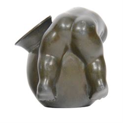 Just Andersen (Danish 1884 - 1943), bronze figure modelled as a putti sleeping upon a vase, signed beneath H6cm