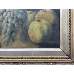 G Wilson (British 19th Century): Fruit and Grapes Still Life, oil on canvas signed and indistinctly dated 24cm x 39cm