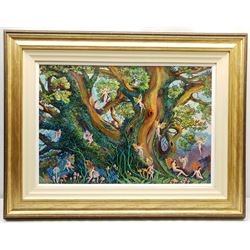 Bruce Kedall (British Contemporary): 'A Midsummer Night's Dream', oil on board signed, titled verso 44cm x 65cm