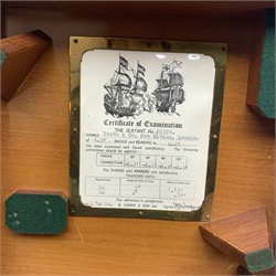 Heath & Co 'Hezzanith' sextant, pattern 491.V., with black crackled framework, brass arc with silvered scale, endless tangent screw and automatic clamp, bears label 'Cooke Hull', serial no.JJ375, in fitted mahogany box with additional lenses and Certificate of Examination dated October 1964. Inset plaque to box lid inscribed 'Cadet Capt. D.J. Walker H.S.N.T. 1983 - 84'. Provenance: Captain Walker was later in command of the North Sea Ferries ship Norland and the vendor is his widow.