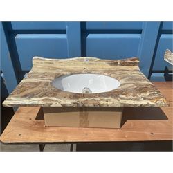 Marble and glazed bathroom sink with chrome pop up drain - THIS LOT IS TO BE COLLECTED BY APPOINTMENT FROM DUGGLEBY STORAGE, GREAT HILL, EASTFIELD, SCARBOROUGH, YO11 3TX