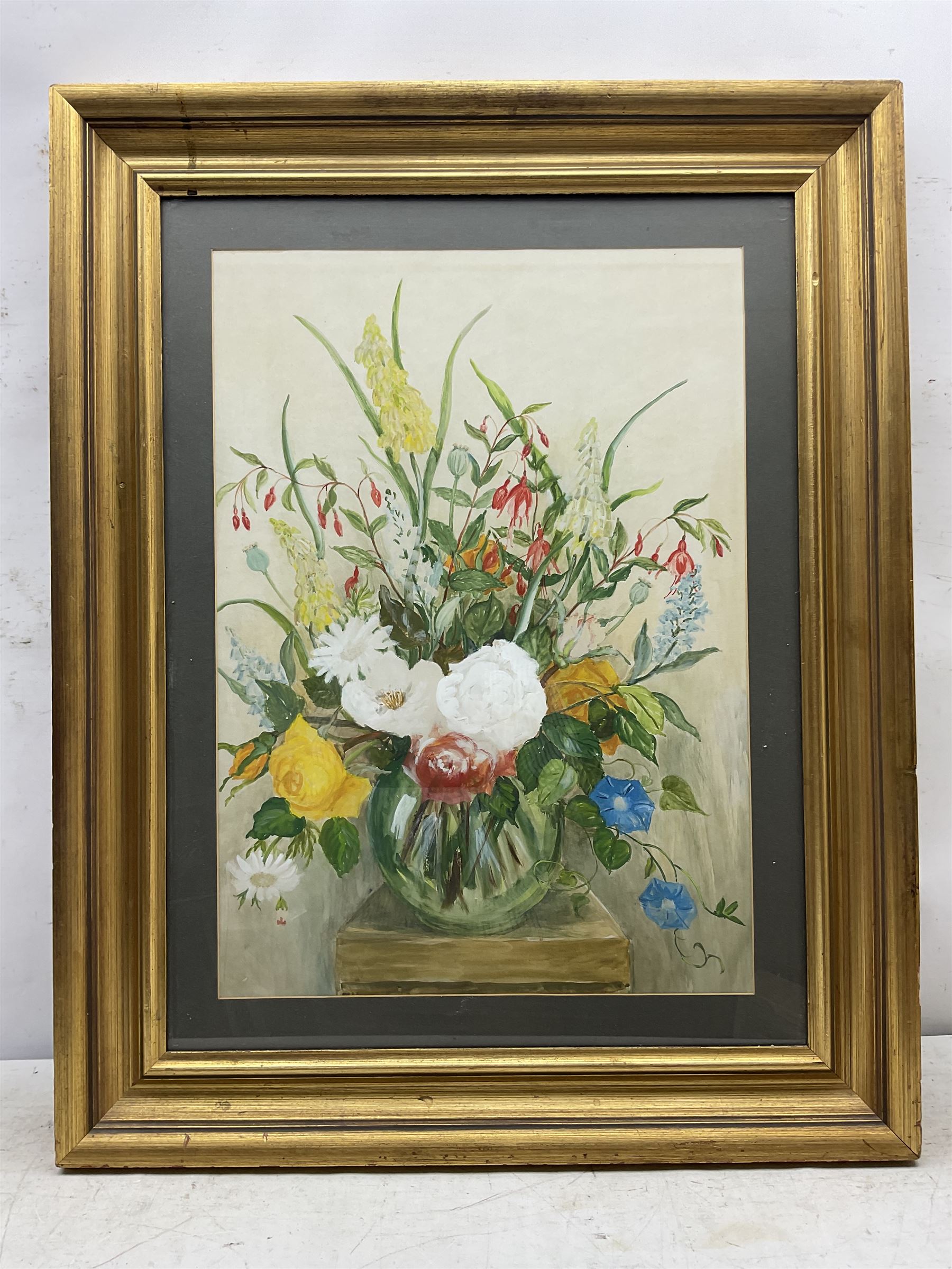 English School (20th century): Still Life of Flowers, watercolour and gouache unsigned 58cm x 41cm
