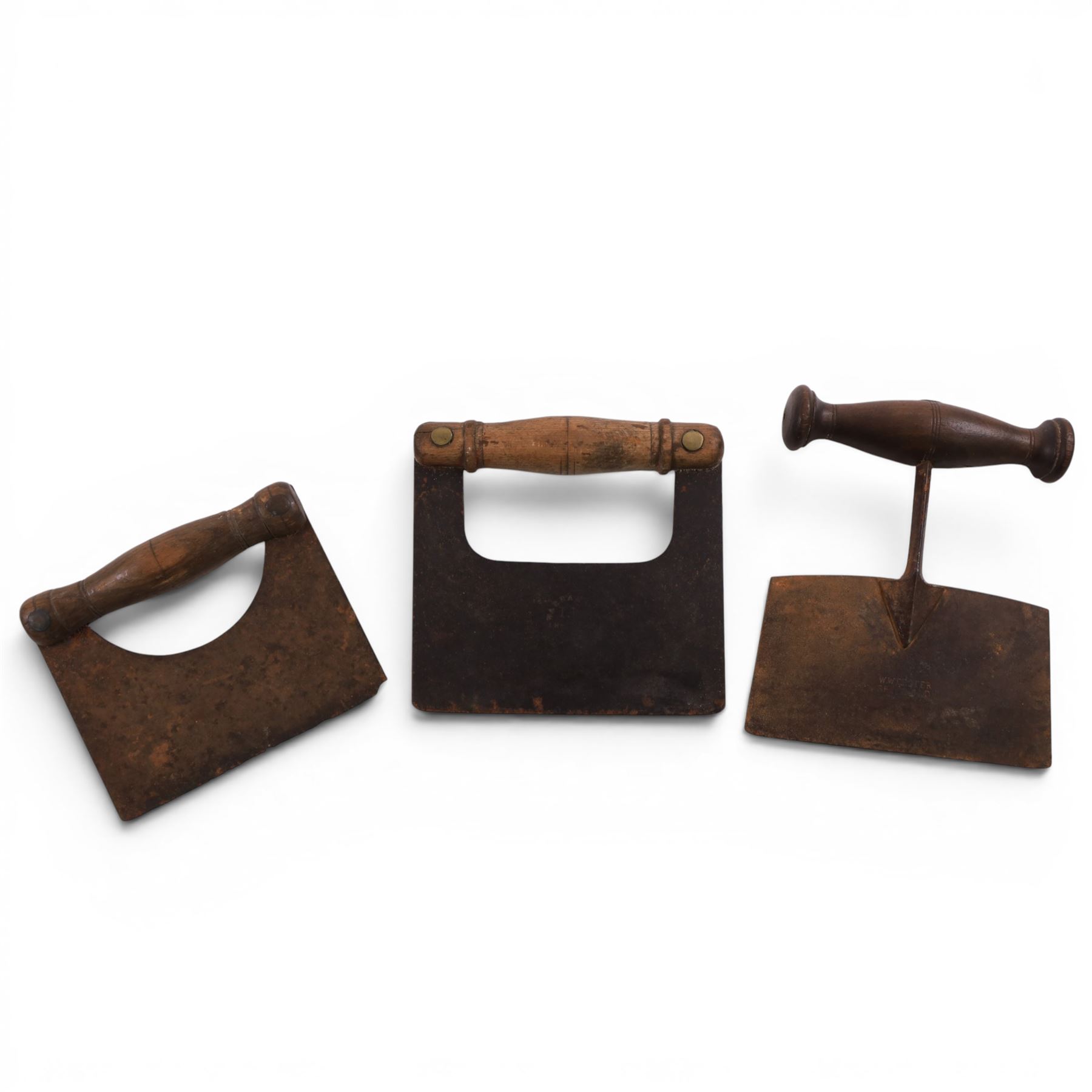 Various collectables, including 19th century wrought iron screw type padlock, set of folding guinea scales, herb cutters etc